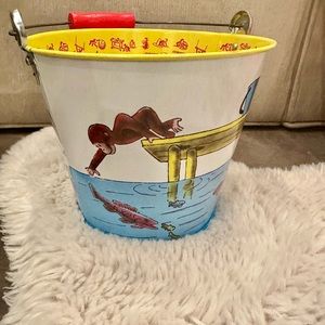 Vintage Curious George Metal Bucket Pail Schylling 1996